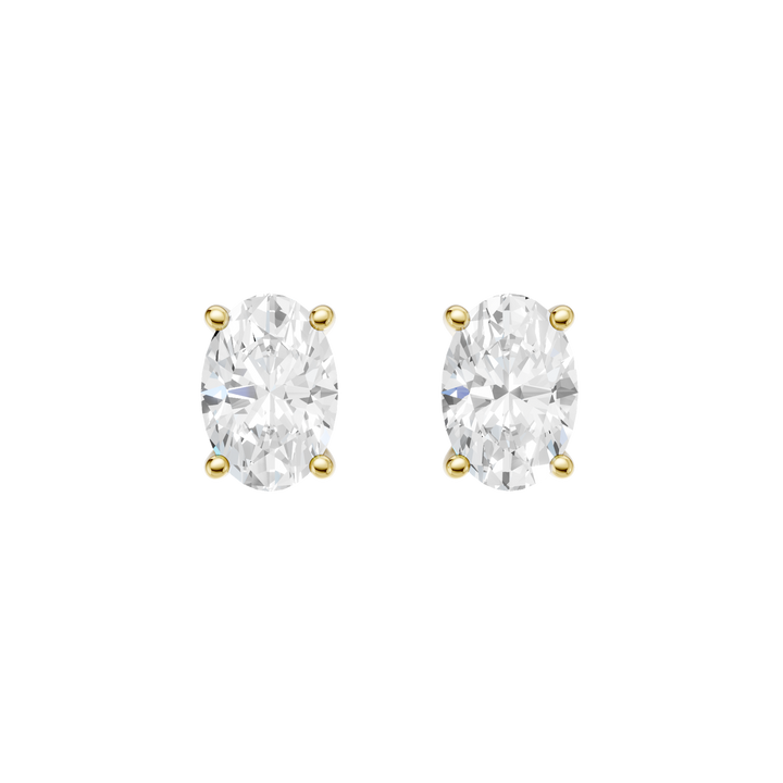 Solitaire Stud Earrings (Oval) in 14K Yellow Gold – Silvadi Jewelry Aurora CO