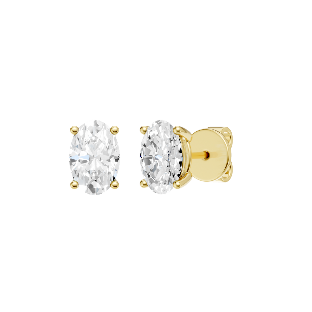 Solitaire Stud Earrings (Oval) in 14K Yellow Gold – Silvadi Jewelry Aurora CO