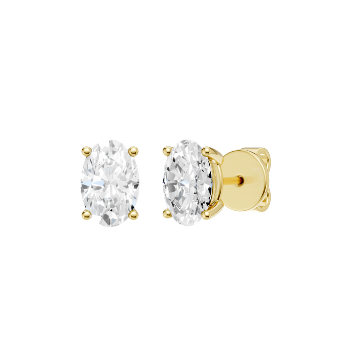 Solitaire Stud Earrings (Oval) in 14K Yellow Gold – Silvadi Jewelry Aurora CO