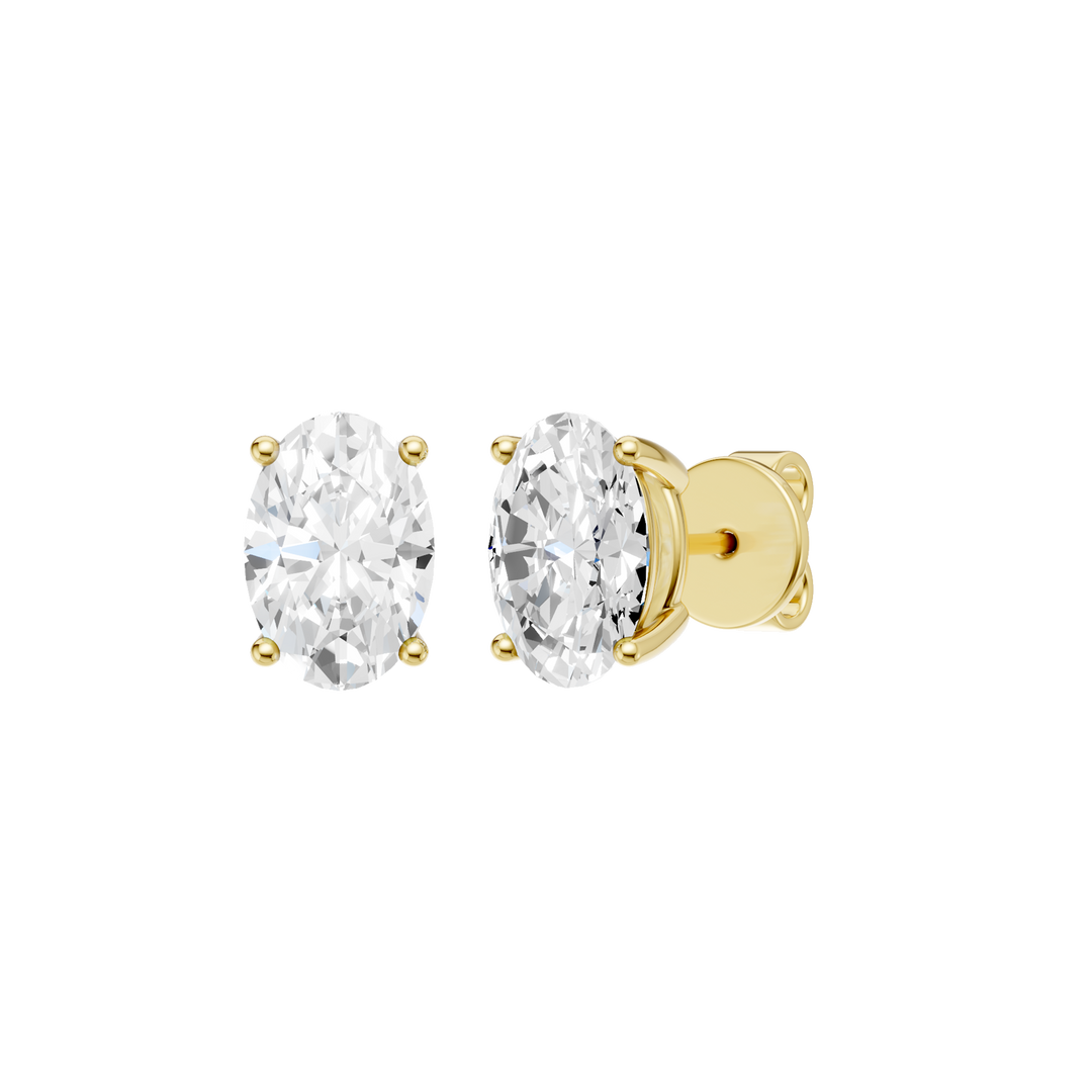 Solitaire Stud Earrings (Oval) in 14K Yellow Gold – Silvadi Jewelry Aurora CO