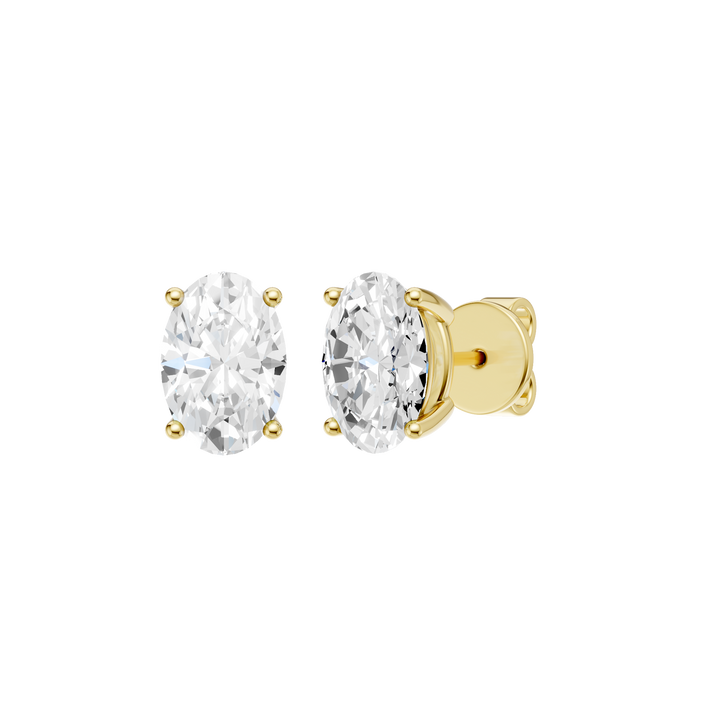Solitaire Stud Earrings (Oval) in 14K Yellow Gold – Silvadi Jewelry Aurora CO
