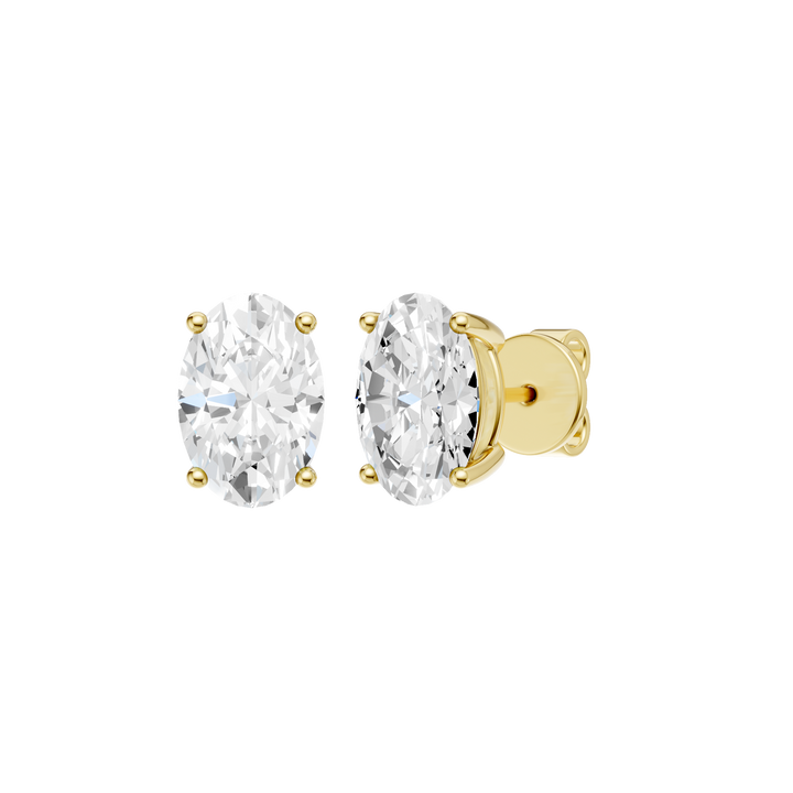 Solitaire Stud Earrings (Oval) in 14K Yellow Gold – Silvadi Jewelry Aurora CO