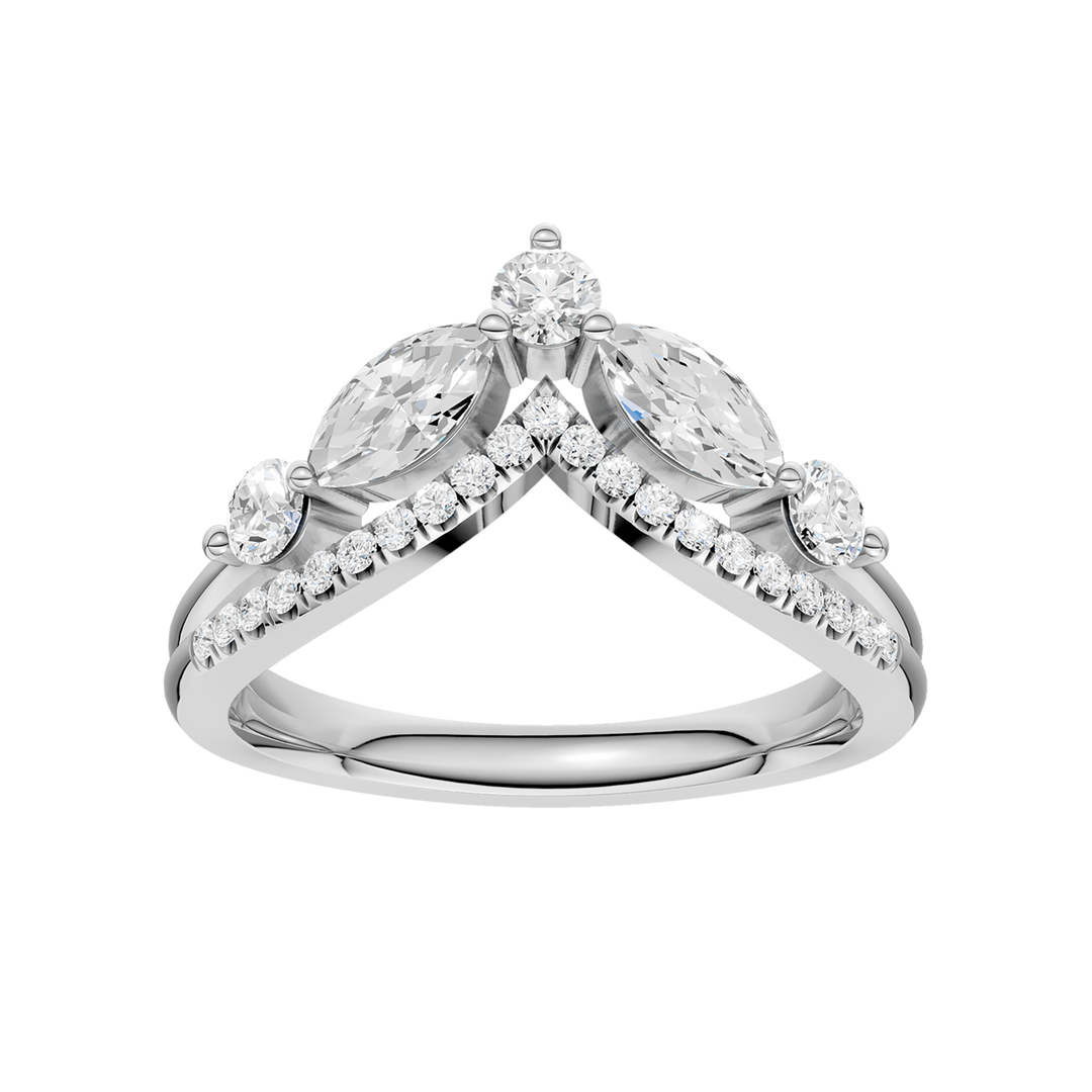 Split Shank Chevron Band (Round, Marquise) in 14K White Gold – Silvadi Jewelry Aurora CO