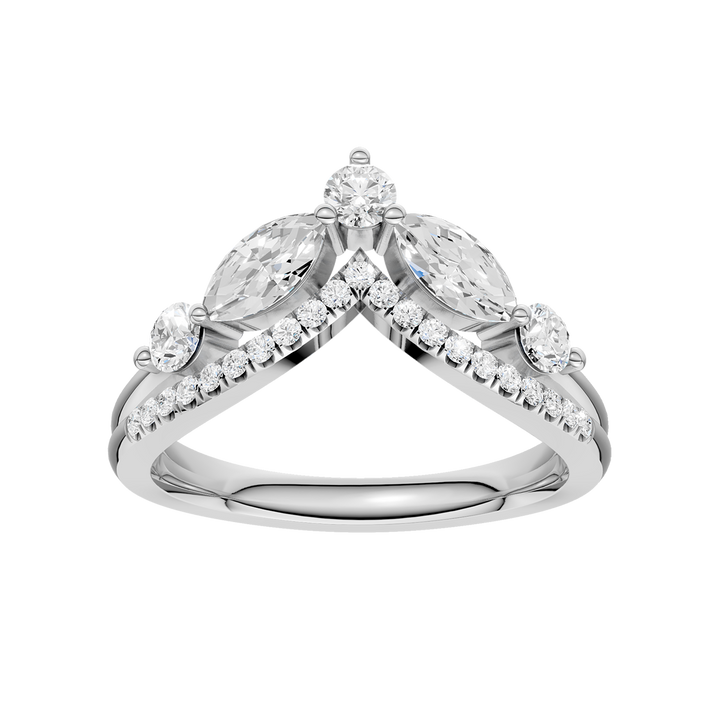 Split Shank Chevron Band (Round, Marquise) in 14K White Gold – Silvadi Jewelry Aurora CO