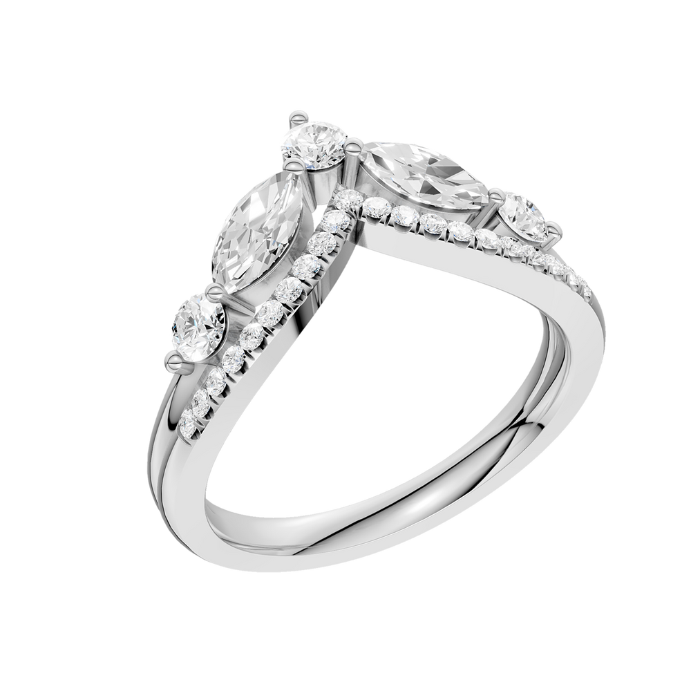 Split Shank Chevron Band (Round, Marquise) in 14K White Gold – Silvadi Jewelry Aurora CO