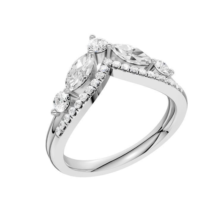 Split Shank Chevron Band (Round, Marquise) in 14K White Gold – Silvadi Jewelry Aurora CO
