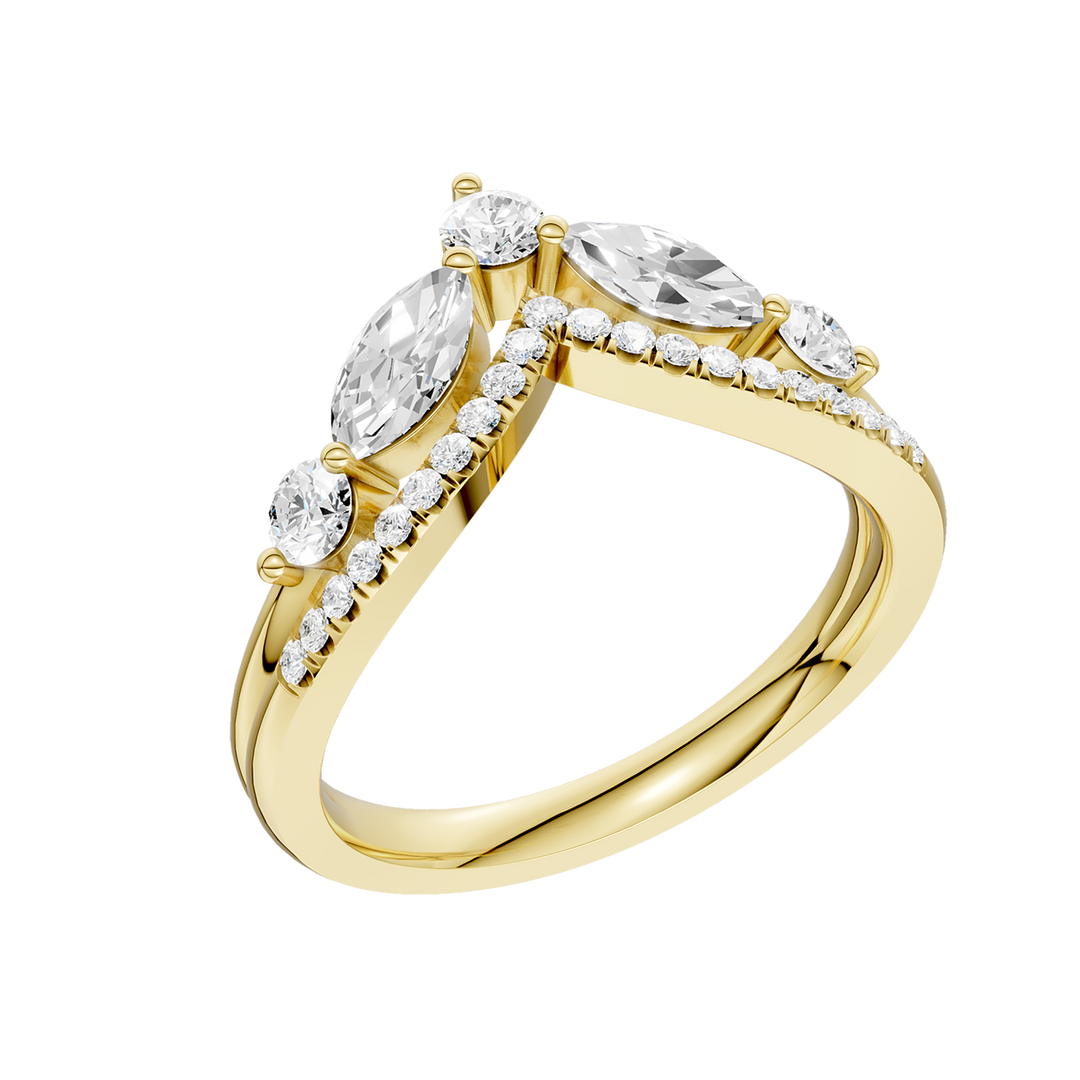 Split Shank Chevron Band (Round, Marquise) in 14K Yellow Gold – Silvadi Jewelry Aurora CO