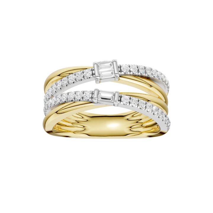 Stackable Ring (Baguette, Round) in 14K Two-Tone White and Yellow Gold – Silvadi Jewelry Aurora CO