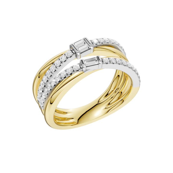 Stackable Ring (Baguette, Round) in 14K Two-Tone White and Yellow Gold – Silvadi Jewelry Aurora CO