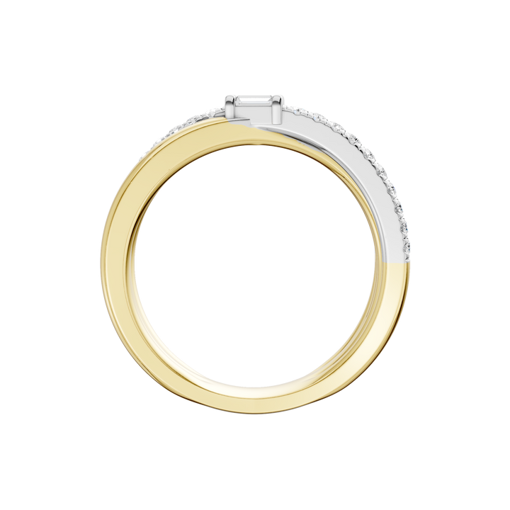 Stackable Ring (Baguette, Round) in 14K Two-Tone White and Yellow Gold – Silvadi Jewelry Aurora CO