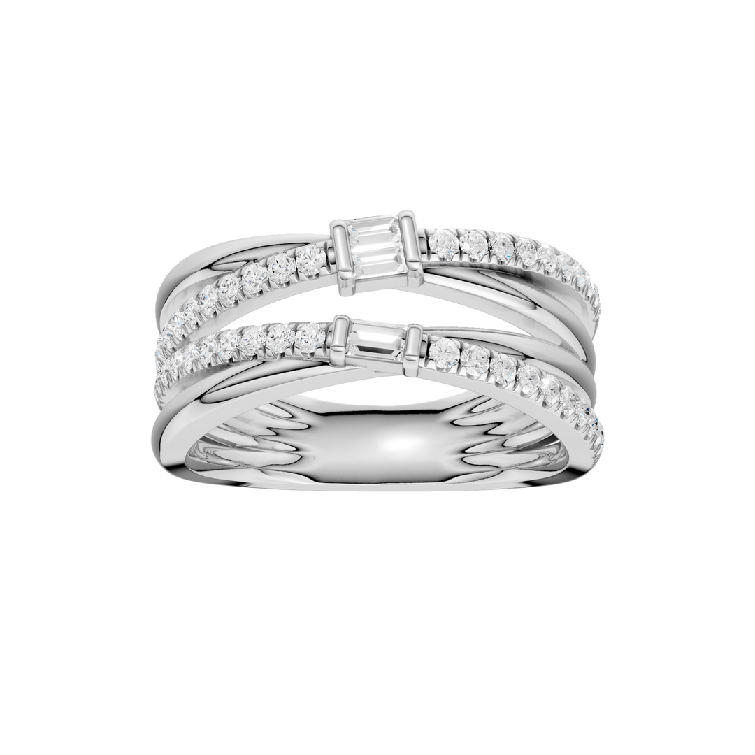 Stackable Ring (Baguette, Round) in 14K White Gold – Silvadi Jewelry Aurora CO