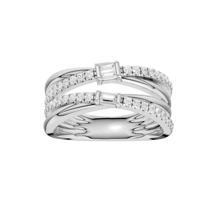 Stackable Ring (Baguette, Round) in 14K White Gold – Silvadi Jewelry Aurora CO