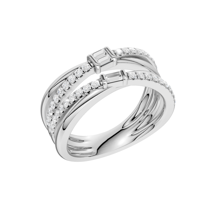 Stackable Ring (Baguette, Round) in 14K White Gold – Silvadi Jewelry Aurora CO