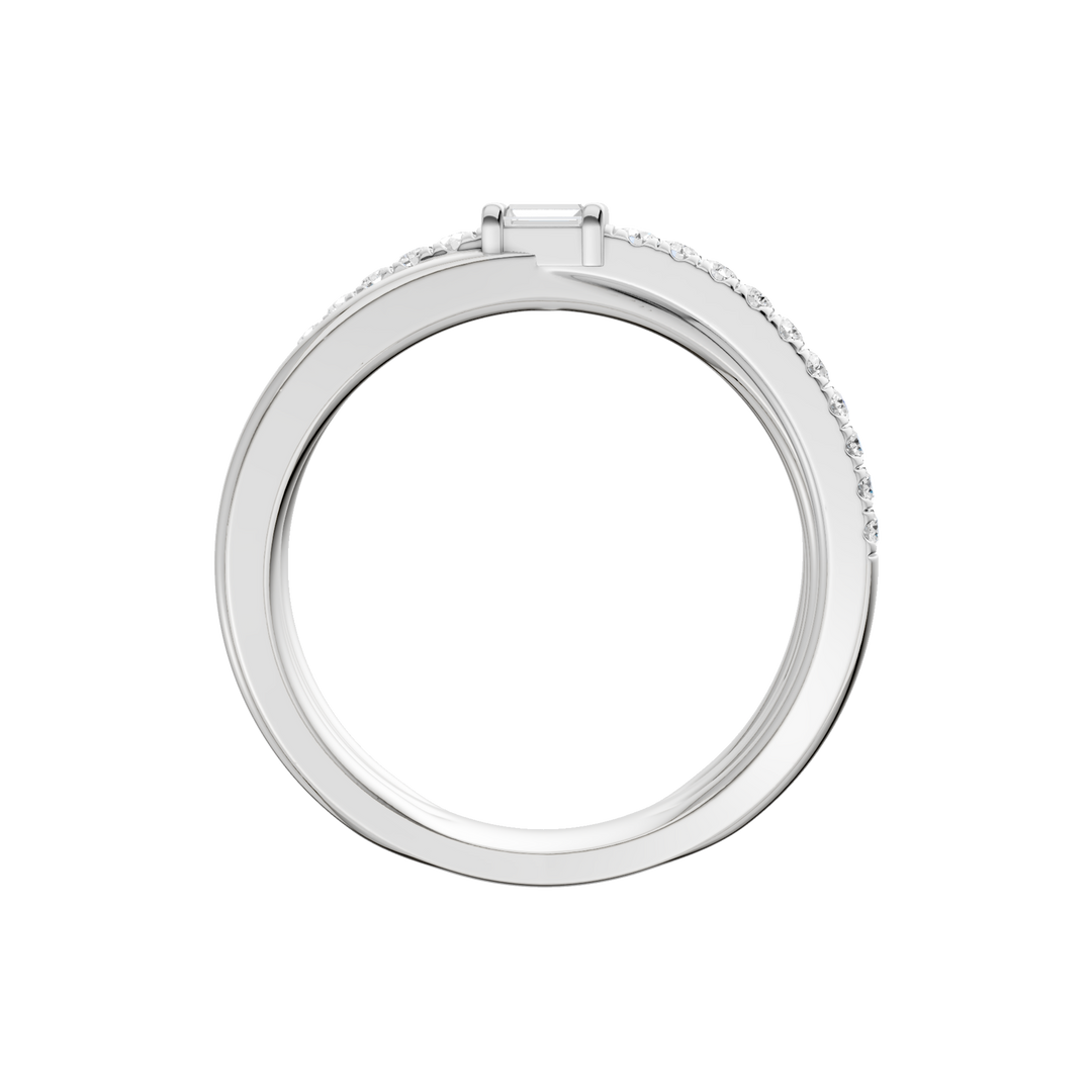 Stackable Ring (Baguette, Round) in 14K White Gold – Silvadi Jewelry Aurora CO