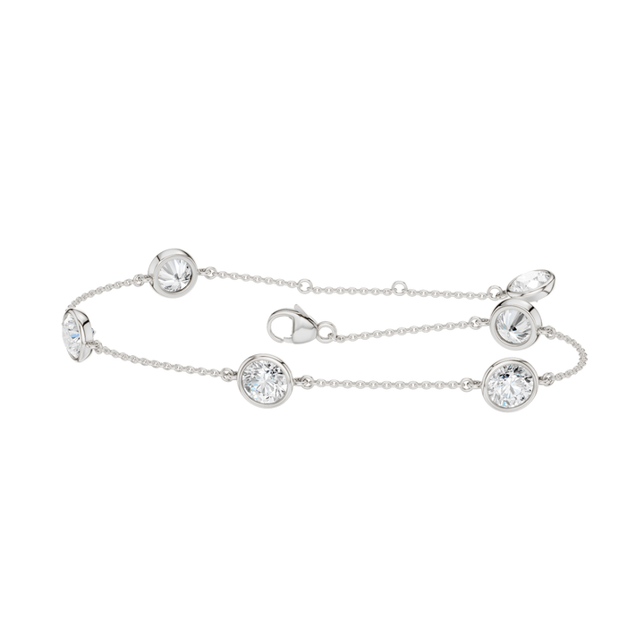 Station Bezel-Set Bracelet (Round) in 14K White Gold – Silvadi Jewelry Aurora CO