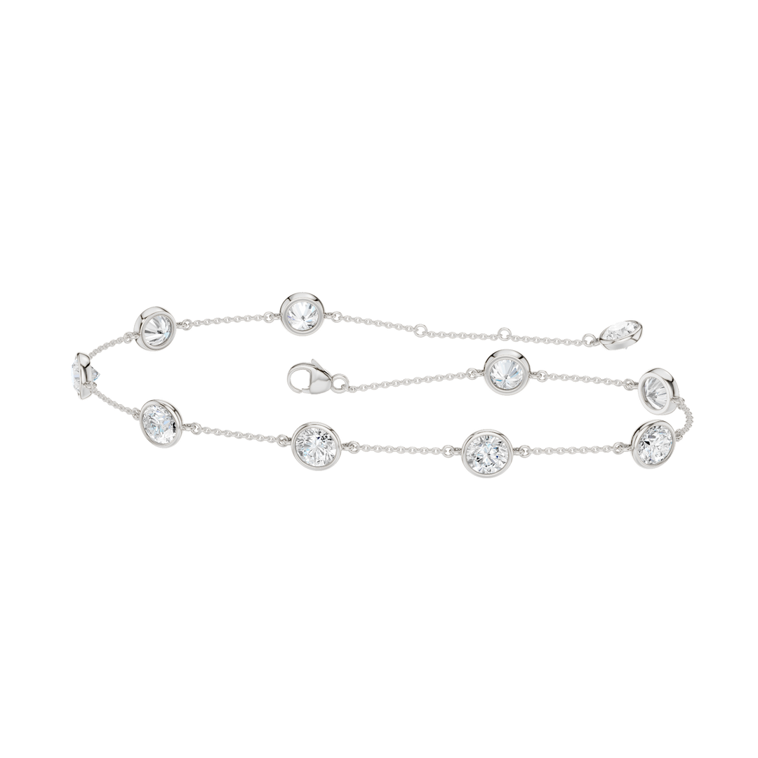 Station Bezel-Set Bracelet (Round) in 14K White Gold – Silvadi Jewelry Aurora CO