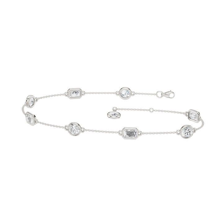 Station Bezel-Set Bracelet (Round+Emerald) in 14K White Gold – Silvadi Jewelry Aurora CO