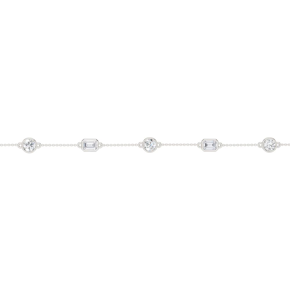 Station Bezel-Set Bracelet (Round+Emerald) in 14K White Gold – Silvadi Jewelry Aurora CO