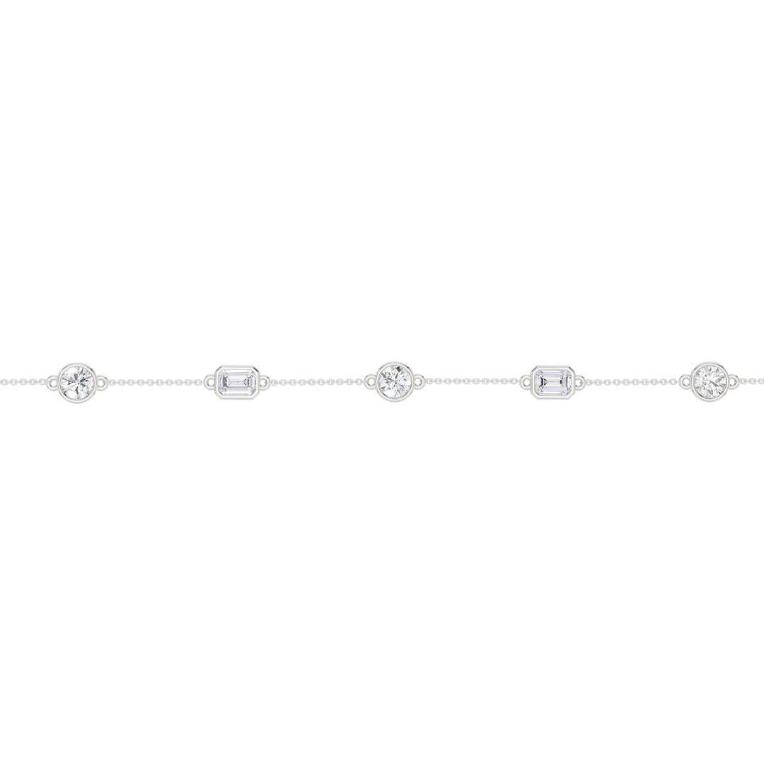 Station Bezel-Set Bracelet (Round+Emerald) in 14K White Gold – Silvadi Jewelry Aurora CO