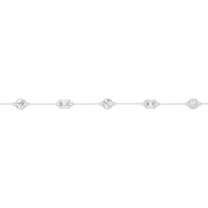 Station Bezel-Set Bracelet (Round+Emerald) in 14K White Gold – Silvadi Jewelry Aurora CO