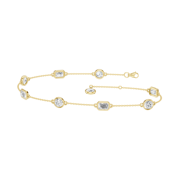 Station Bezel-Set Bracelet (Round+Emerald) in 14K Yellow Gold – Silvadi Jewelry Aurora CO