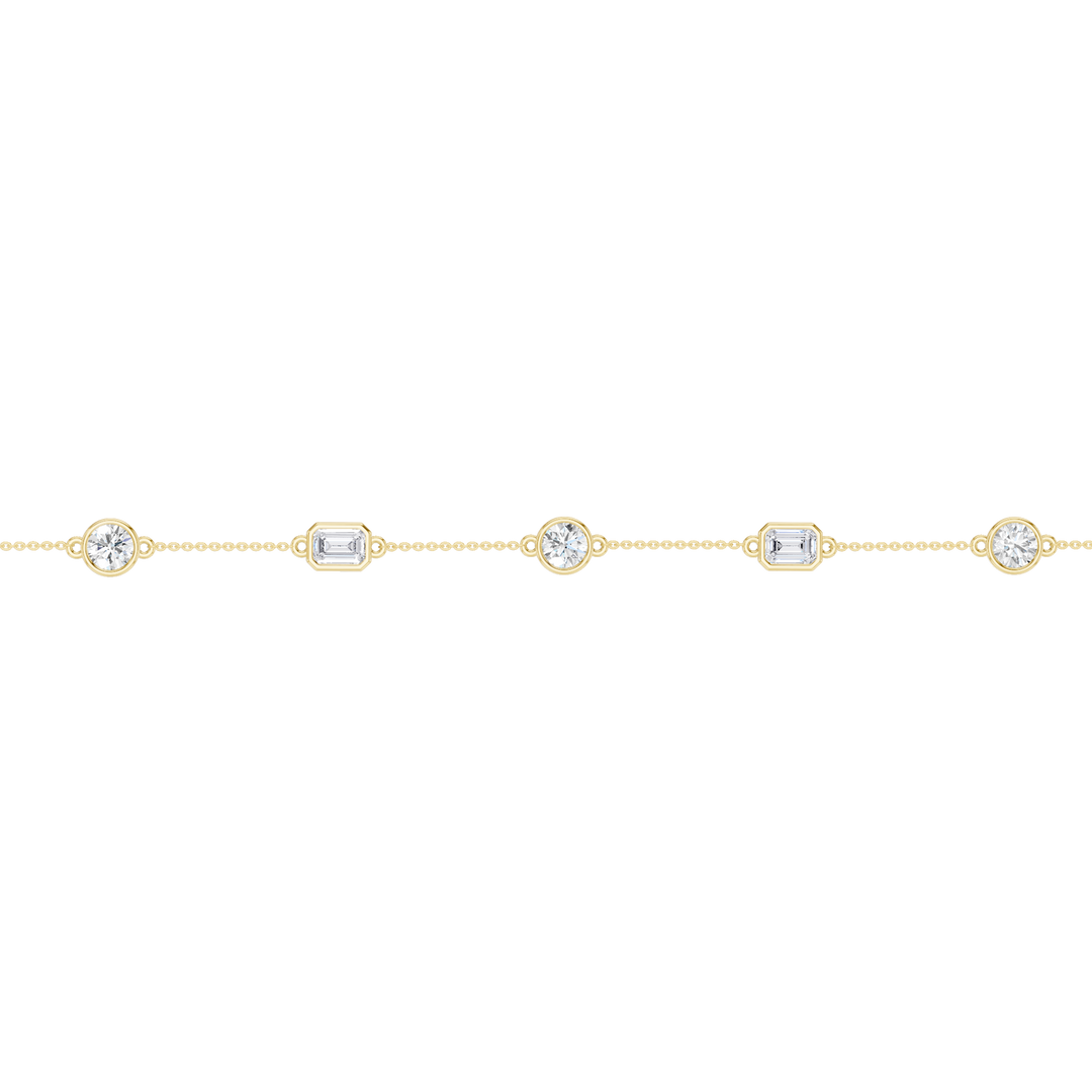 Station Bezel-Set Bracelet (Round+Emerald) in 14K Yellow Gold – Silvadi Jewelry Aurora CO