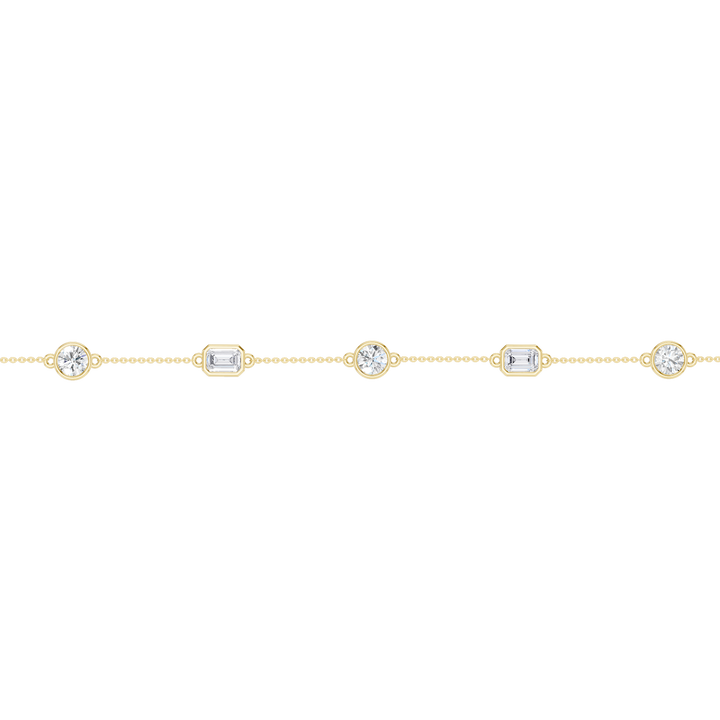 Station Bezel-Set Bracelet (Round+Emerald) in 14K Yellow Gold – Silvadi Jewelry Aurora CO