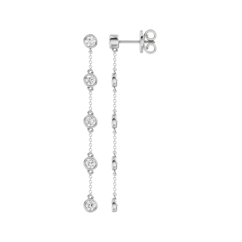 Station Bezel-Set Earrings (Round) in 14K White Gold – Silvadi Jewelry Aurora CO