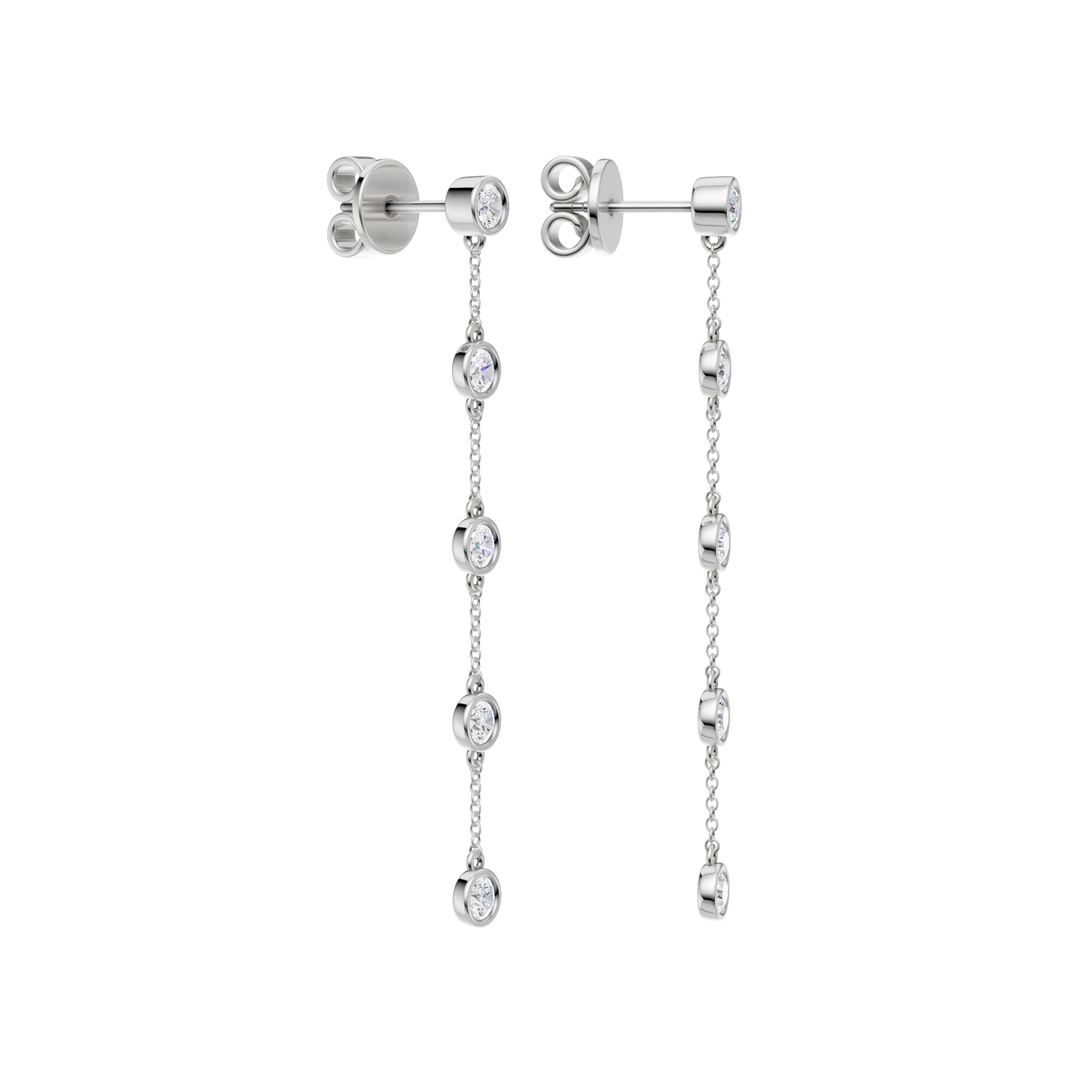 Station Bezel-Set Earrings (Round) in 14K White Gold – Silvadi Jewelry Aurora CO
