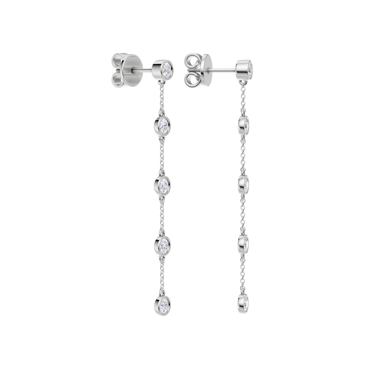 Station Bezel-Set Earrings (Round) in 14K White Gold – Silvadi Jewelry Aurora CO