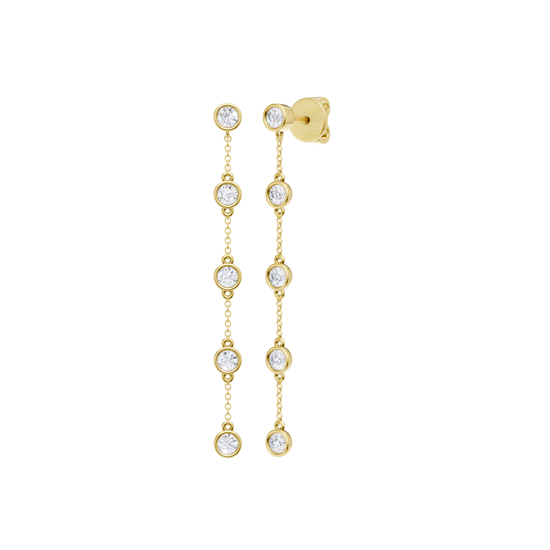 Station Bezel-Set Earrings (Round) in 14K Yellow Gold – Silvadi Jewelry Aurora CO