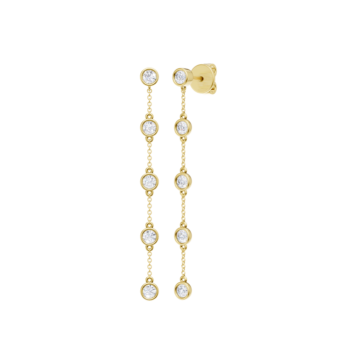 Station Bezel-Set Earrings (Round) in 14K Yellow Gold – Silvadi Jewelry Aurora CO