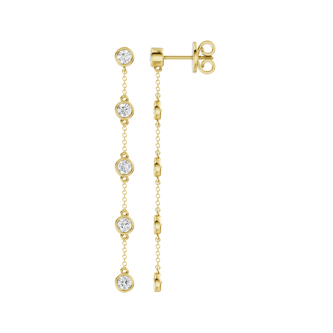 Station Bezel-Set Earrings (Round) in 14K Yellow Gold – Silvadi Jewelry Aurora CO