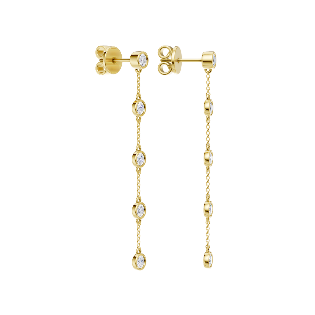 Station Bezel-Set Earrings (Round) in 14K Yellow Gold – Silvadi Jewelry Aurora CO