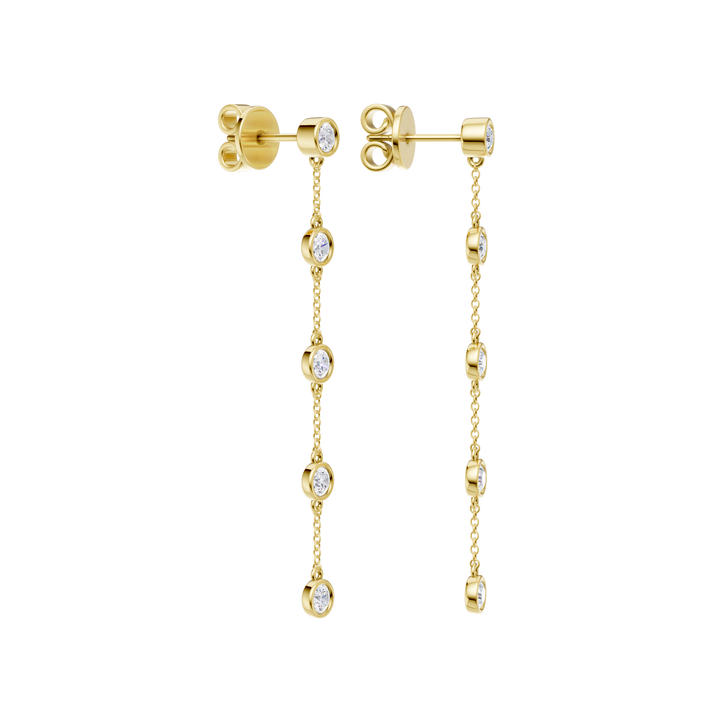 Station Bezel-Set Earrings (Round) in 14K Yellow Gold – Silvadi Jewelry Aurora CO