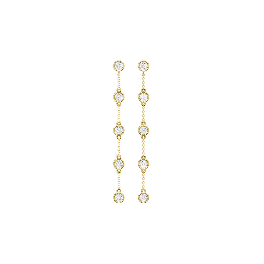 Station Bezel-Set Earrings (Round) in 14K Yellow Gold – Silvadi Jewelry Aurora CO