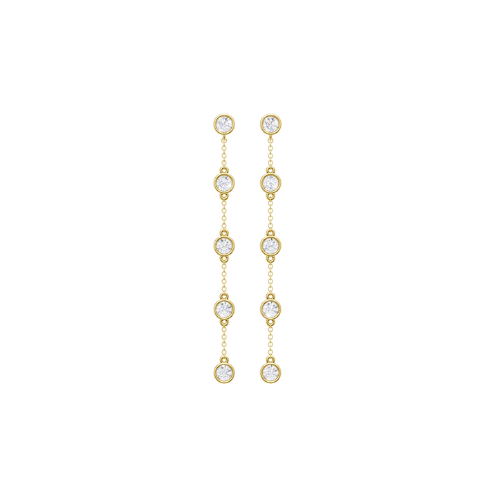 Station Bezel-Set Earrings (Round) in 14K Yellow Gold – Silvadi Jewelry Aurora CO