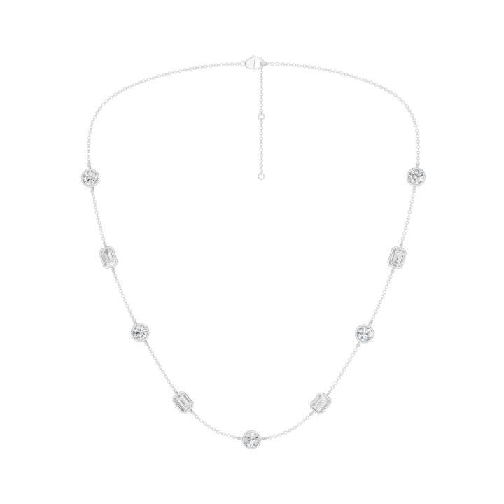 Station Bezel-Set Necklace (Emerald, Round) in 14K White Gold – Silvadi Jewelry Aurora CO