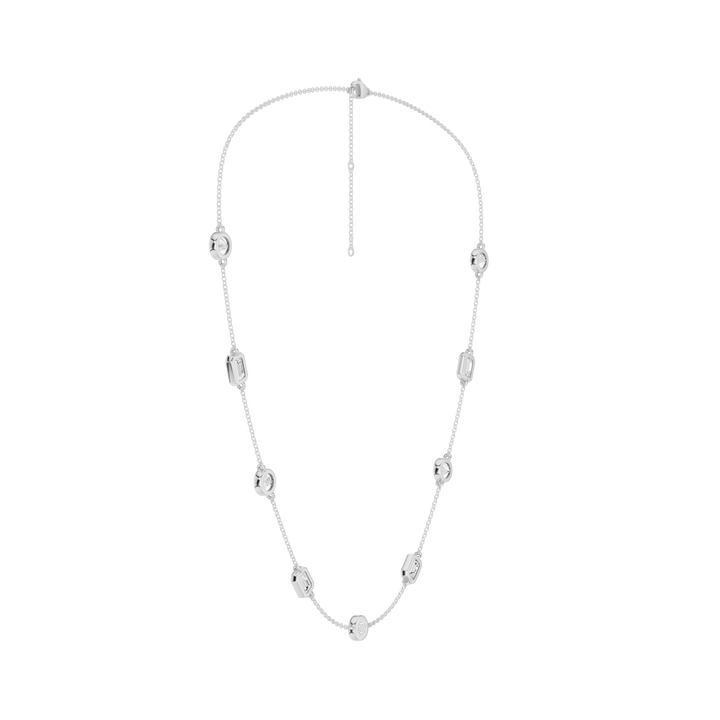 Station Bezel-Set Necklace (Emerald, Round) in 14K White Gold – Silvadi Jewelry Aurora CO