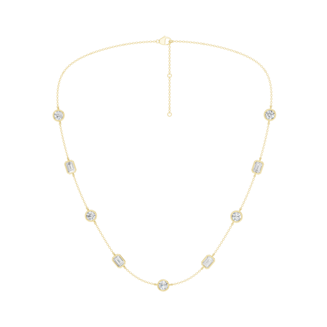Station Bezel-Set Necklace (Emerald, Round) in 14K Yellow Gold – Silvadi Jewelry Aurora CO