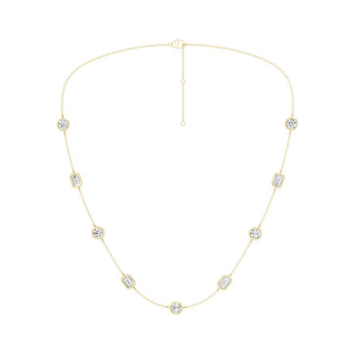 Station Bezel-Set Necklace (Emerald, Round) in 14K Yellow Gold – Silvadi Jewelry Aurora CO