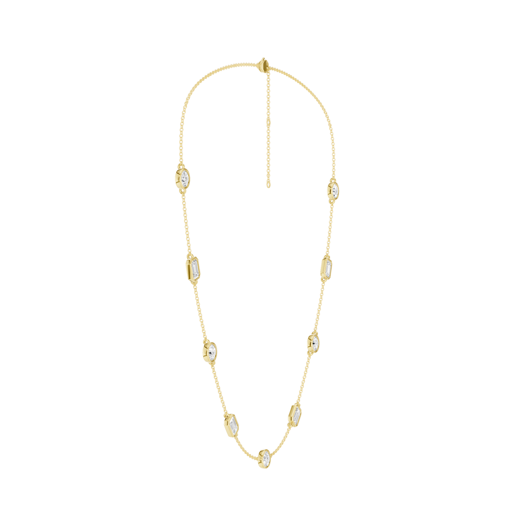 Station Bezel-Set Necklace (Emerald, Round) in 14K Yellow Gold – Silvadi Jewelry Aurora CO