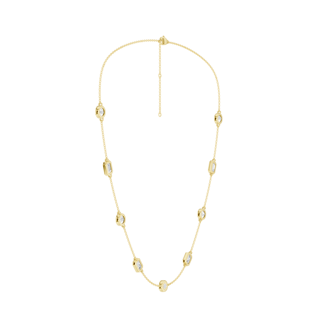 Station Bezel-Set Necklace (Emerald, Round) in 14K Yellow Gold – Silvadi Jewelry Aurora CO