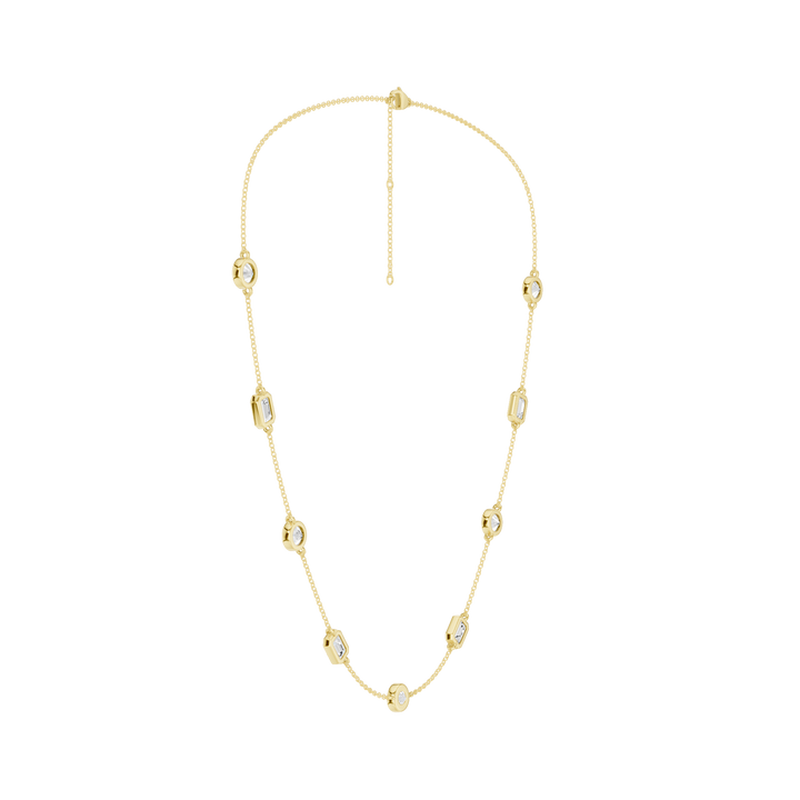 Station Bezel-Set Necklace (Emerald, Round) in 14K Yellow Gold – Silvadi Jewelry Aurora CO