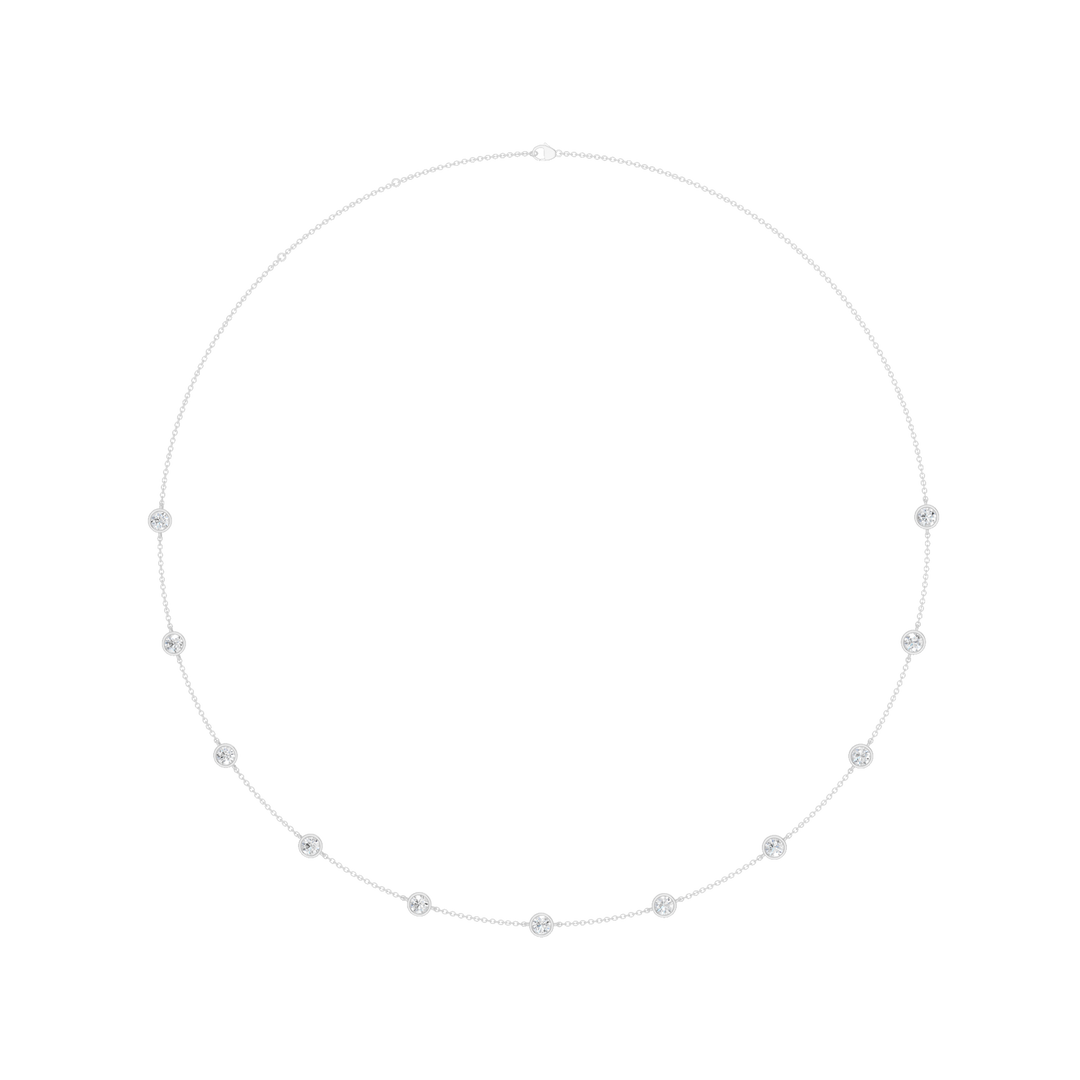 Station Bezel-Set Necklace (Round) in 14K White Gold – Silvadi Jewelry Aurora CO
