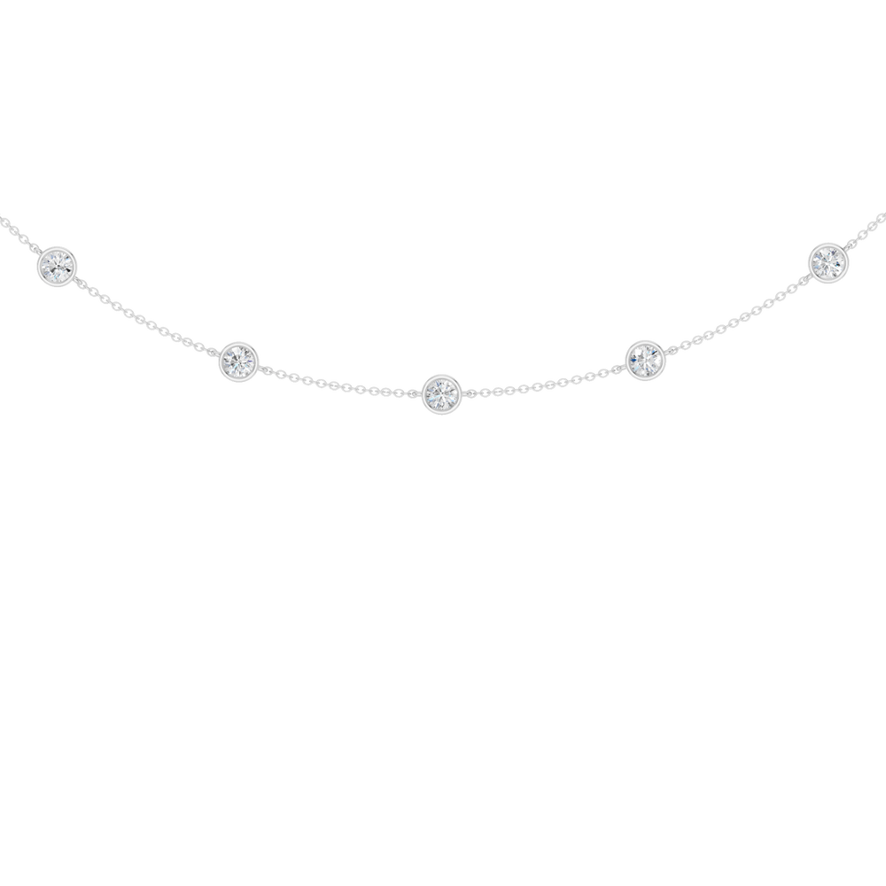 Station Bezel-Set Necklace (Round) in 14K White Gold – Silvadi Jewelry Aurora CO