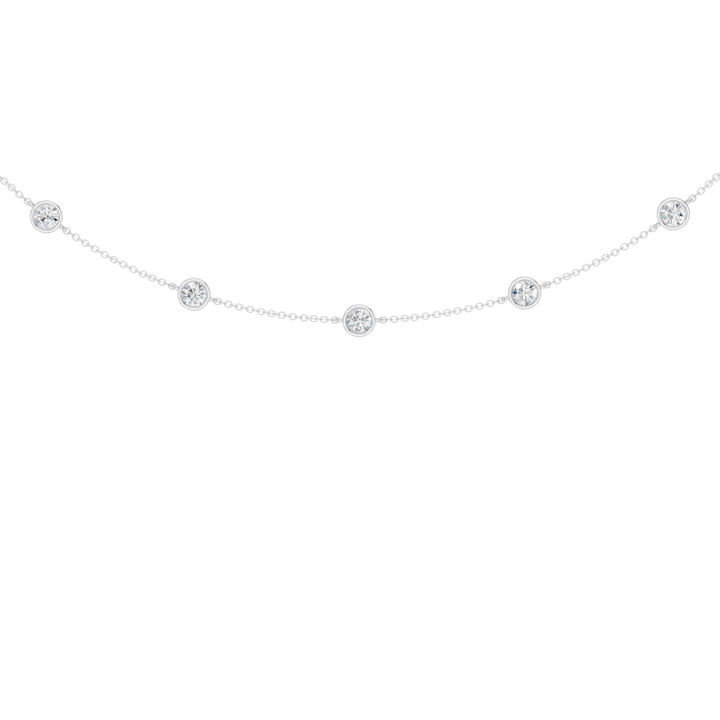Station Bezel-Set Necklace (Round) in 14K White Gold – Silvadi Jewelry Aurora CO