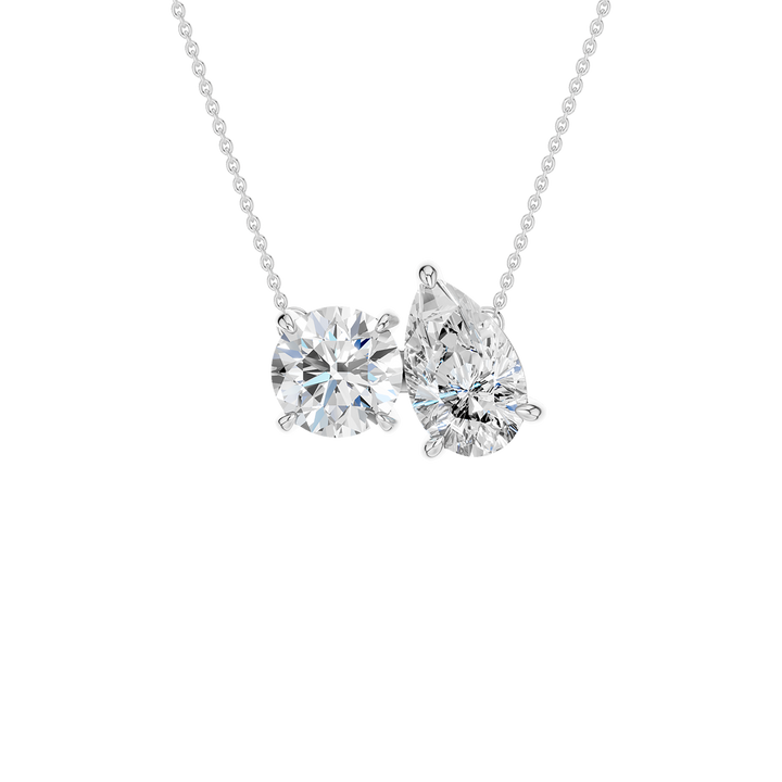Toi et Moi Pendant (Round, Pear) in 14K White Gold – Silvadi Jewelry Aurora CO