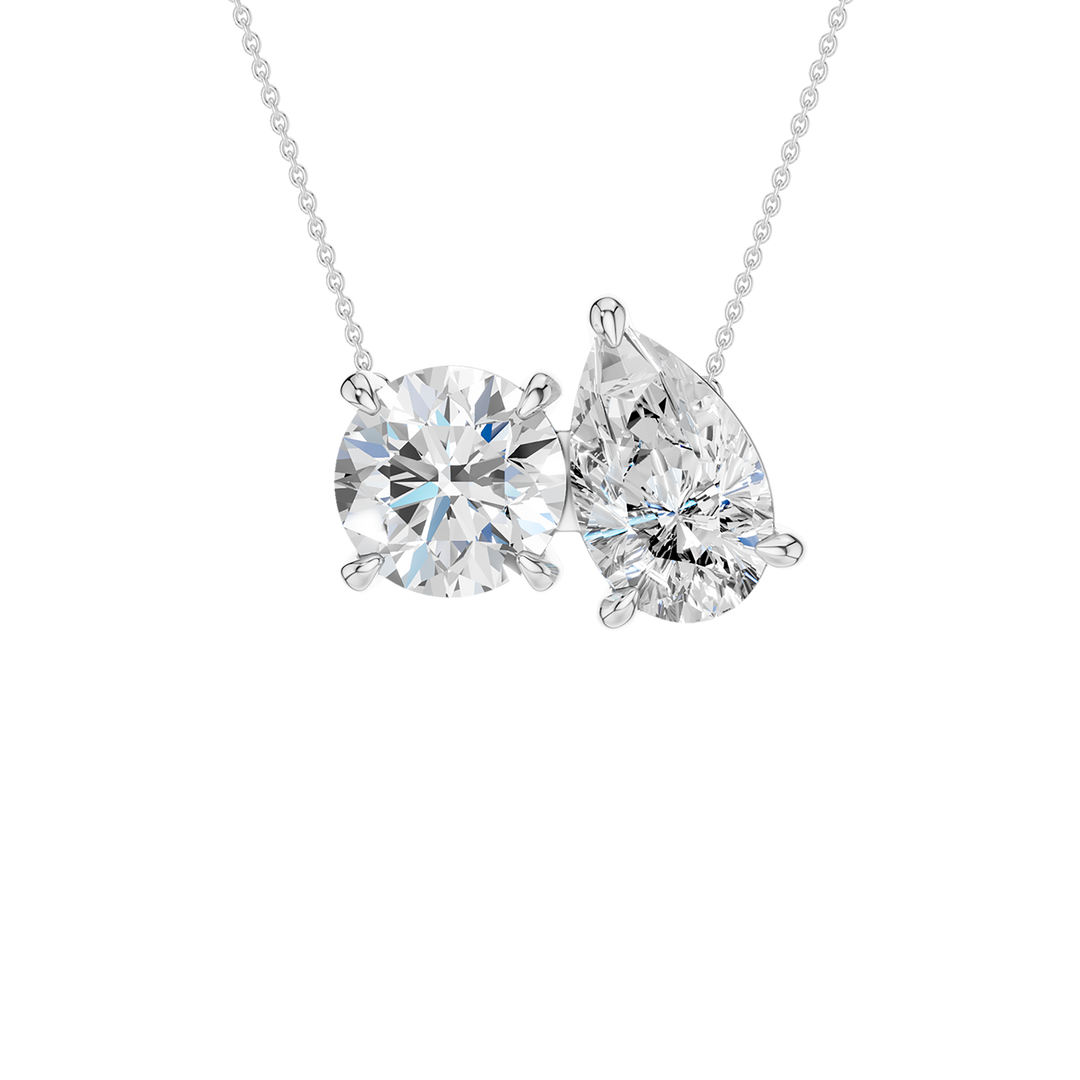 Toi et Moi Pendant (Round, Pear) in 14K White Gold – Silvadi Jewelry Aurora CO