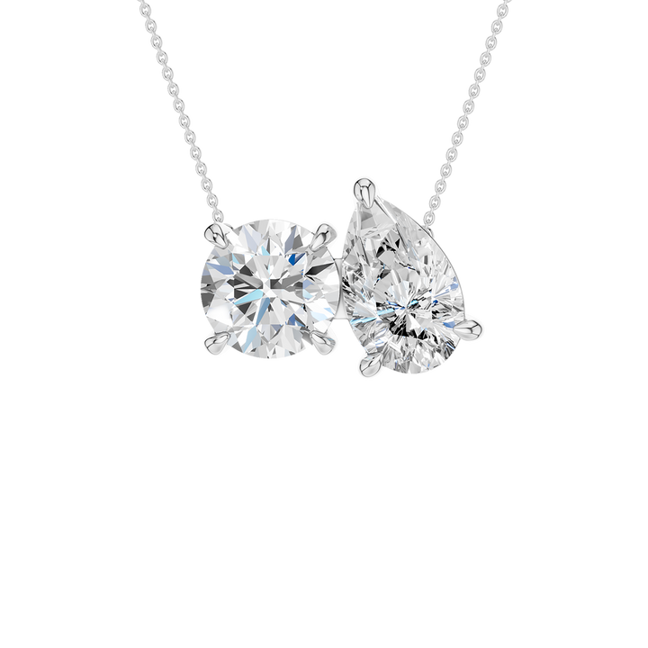 Toi et Moi Pendant (Round, Pear) in 14K White Gold – Silvadi Jewelry Aurora CO